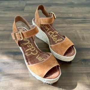 SAM EDELMAN Dimitree Espadrille Wedge Sandals Brown Suede Size 7